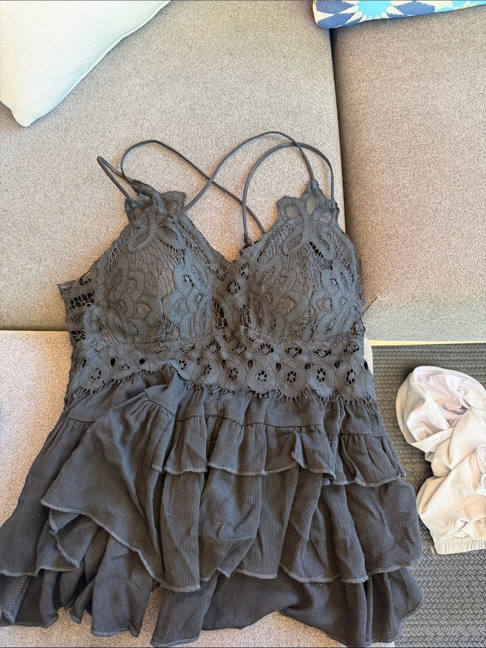 Women’s Black Lace Ruffle Camisole